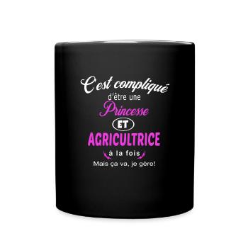 c'est compliqué princesse et agricultrice - Mug uni - noir - Devant