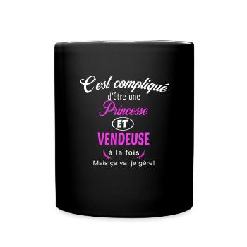 c'est compliqué princesse et vendeuse - Mug uni - noir - Devant
