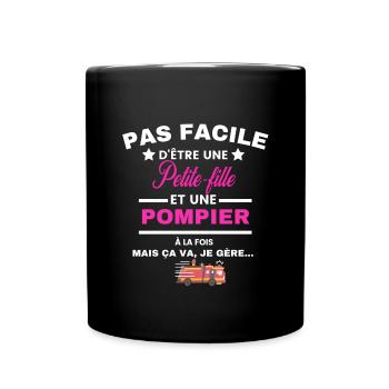 pas facile d'être sapeur POMPIER et Petite-fille - Mug uni - noir - Devant