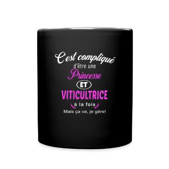c'est compliqué princesse et viticultrice - Mug uni - noir - Devant