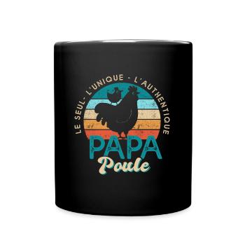 papa poule cadeau fête des pères - Mug uni - noir - Devant
