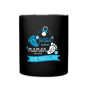 bébé supporter football OM marseille marseillais - Mug uni - noir - Devant