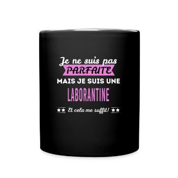 Je ne suis pas parfaite laborantine - Mug uni - noir - Devant