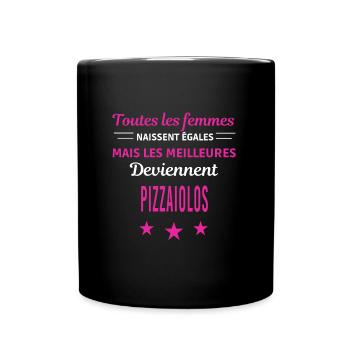 femmes naissent les meilleurs pizzaiolos - Mug uni - noir - Devant