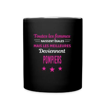 femmes naissent les meilleurs pompiers - Mug uni - noir - Devant