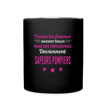 femmes naissent les meilleurs sapeurs pompiers - Mug uni - noir - Devant