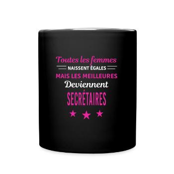 femmes naissent les meilleurs secrétaires - Mug uni - noir - Devant