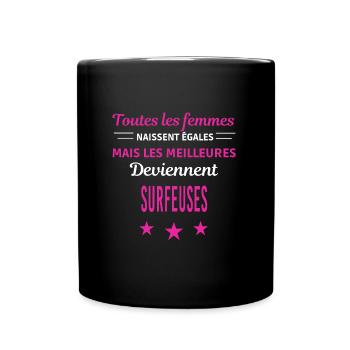 femmes naissent les meilleurs surfeuses - Mug uni - noir - Devant