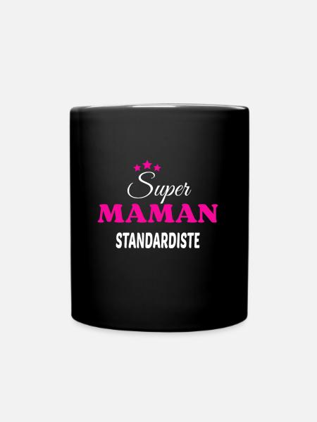 Super maman standardiste citation - Mug uni - noir