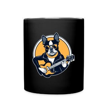 Boston Terrier Playing Electric Guitar - Full Colour Mug - black - Front