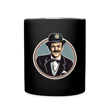 Terry Thomas Vintage Vector Bowler Hat design - Full Colour Mug - black - Front