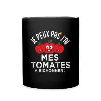 jardin jardinier je peux pas j ai tomates cadeau - Mug uni - noir - Devant