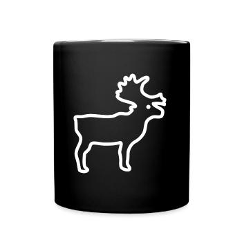 Rentier als weiße Kontur - Tasse einfarbig - Schwarz - Vorne
