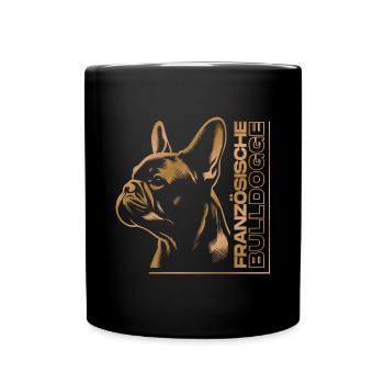 French bulldog drawing head gold - Full Colour Mug - black - Front