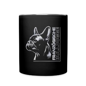 French Bulldog Drawing Head Silver - Full Colour Mug - black - Front