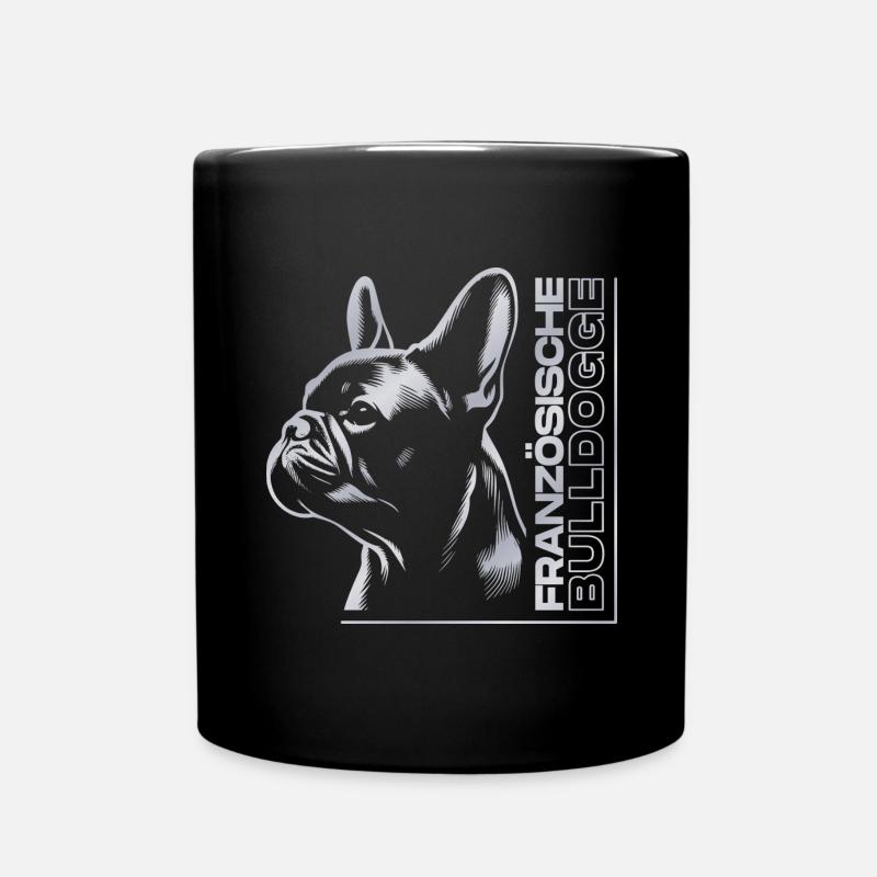 French Bulldog Drawing Head Silver - Full Colour Mug - black