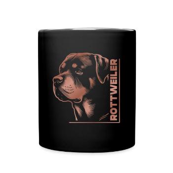 ROTTWEILER Zeichnung Kopf rosegold - Tasse einfarbig - Schwarz - Vorne