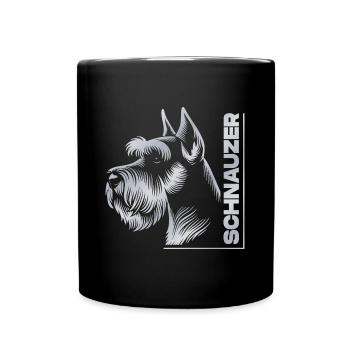 Schnauzer Portrait dessin tête argent - Mug uni - noir - Devant