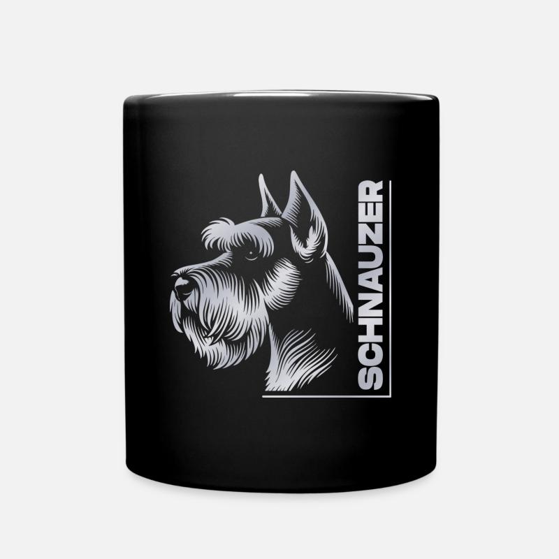 Schnauzer Portrait dessin tête argent - Mug uni - noir