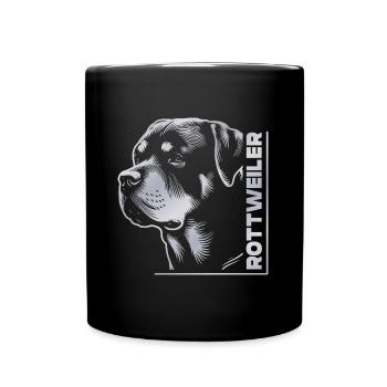 Tête de dessin ROTTWEILER argent - Mug uni - noir - Devant