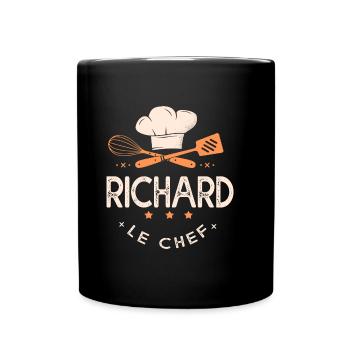 Richard Chef Ici c est richard le chef cuisine - Mug uni - noir - Devant