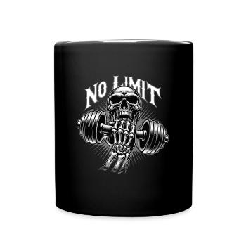 keine Grenze Skull im Workout Bodybuilding Hantel - Tasse einfarbig - Schwarz - Vorne
