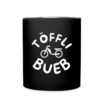 Töfflibueb, Schweiz Mofa 80er 90er lustige Sprüche - Tasse einfarbig - Schwarz - Vorne