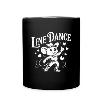 Line Dance Maus lustige Maus tanzt Linedance - Tasse einfarbig - Schwarz - Vorne