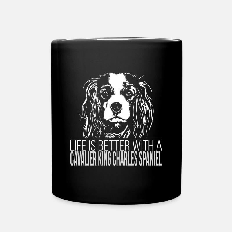 CAVALIER KING CHARLES SPANIEL life better Wilsigns - Tasse einfarbig - Schwarz