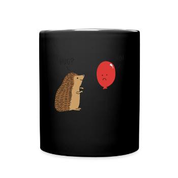 Süßer Igel Hugs Ballon Geschenkidee - Tasse einfarbig - Schwarz - Vorne