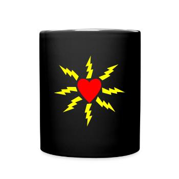 Heart with lightnings - Full Colour Mug - black - Front