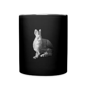 Hase / Wald / Kaninchen - Double Exposure Design - Tasse einfarbig - Schwarz - Vorne