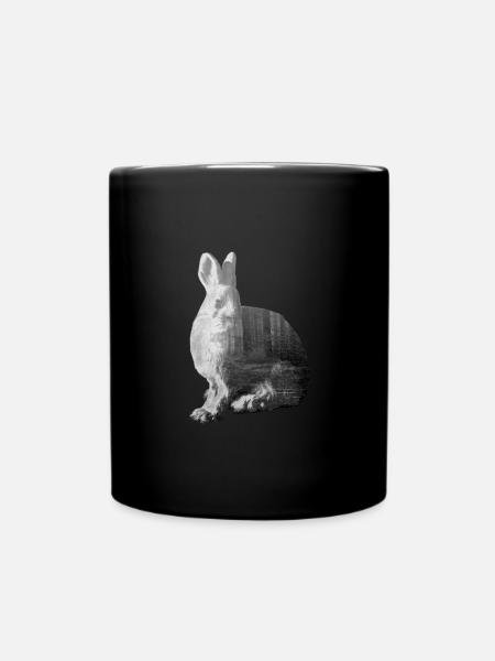 Rabbit / Forest / Rabbit - Double Exposure Design - Full Colour Mug - black