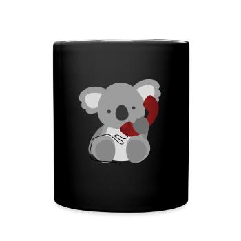 Koala Baby mit Telefon - Australien - Geschenkidee - Tasse einfarbig - Schwarz - Vorne