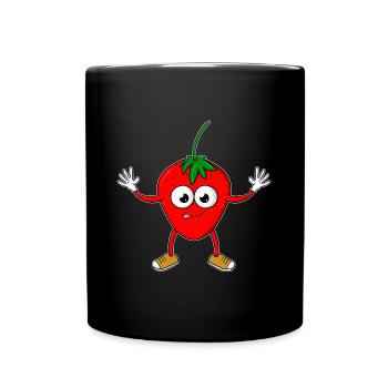 Dessin animé fraise - Mug uni - noir - Devant