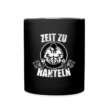 Hanteln Fitness Bodybuilding Kraftsport Geschenk - Tasse einfarbig - Schwarz - Vorne