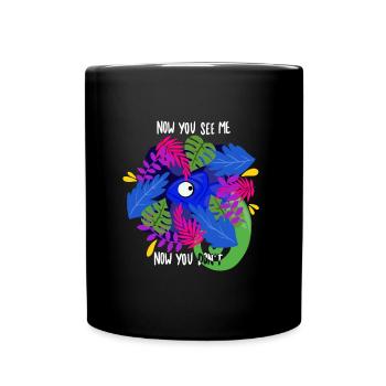Gecko Tier Lustig Blätter Pflanzen Natur Geschenk - Tasse einfarbig - Schwarz - Vorne