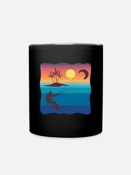 Kiten coucher de soleil - Mug uni - noir