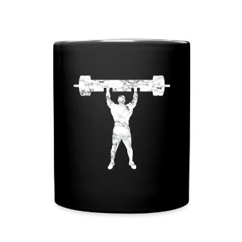 Strongman Schulterdrücken - Tasse einfarbig - Schwarz - Vorne