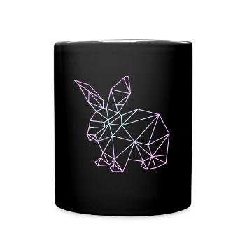 Pastel line art Harajuku fashion rabbit - Full Colour Mug - black - Front