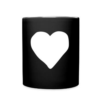 Emoji poker heart sketch white - Full Colour Mug - black - Front