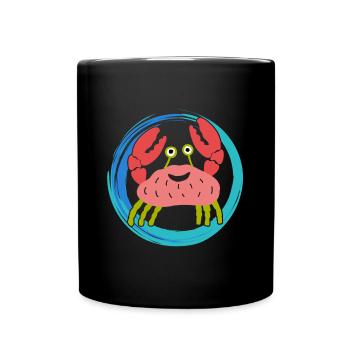 Lustige Krabbe - Tasse einfarbig - Schwarz - Vorne