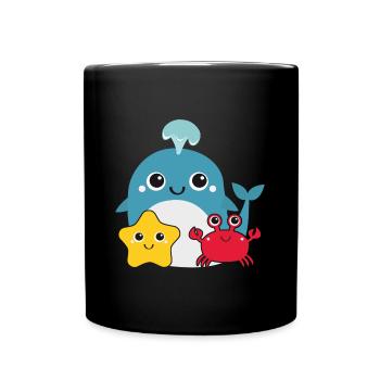 Kleiner Wal - Tasse einfarbig - Schwarz - Vorne