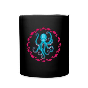 Blauer Oktopus - Tasse einfarbig - Schwarz - Vorne