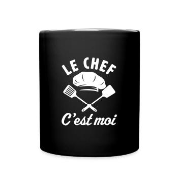 Ici le chef c'est moi cuisine tablier t-shirt chef - Mug uni - noir - Devant