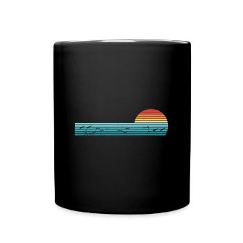 Retro Horizontal Vintage Fish Sunset Fishing - Mug uni - noir - Devant