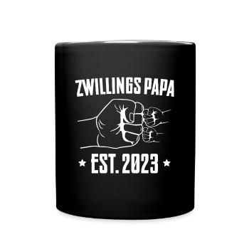 Zwillinge 2023 Werdender Papa Geschenk - Tasse einfarbig - Schwarz - Vorne