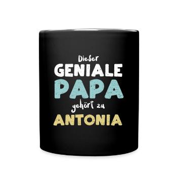 Dieser Geniale Papa Gehört Zu An... - Tasse einfarbig - Schwarz - Vorne