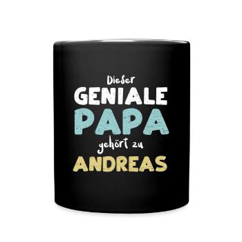 Dieser Geniale Papa Gehört Zu An... - Tasse einfarbig - Schwarz - Vorne