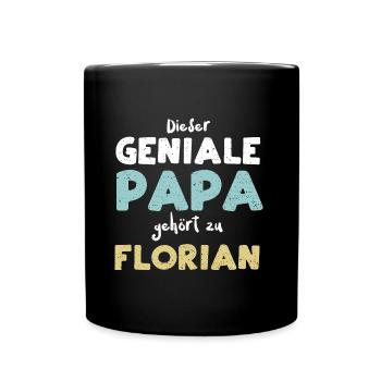 Dieser Geniale Papa Gehört Zu Fl... - Tasse einfarbig - Schwarz - Vorne